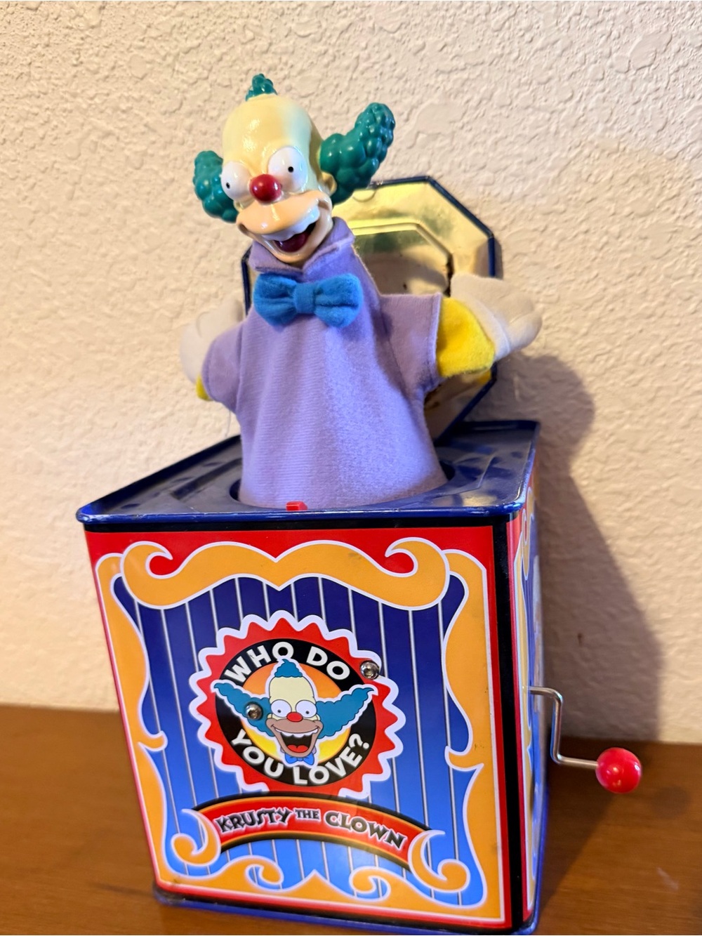 The Simpsons Krusty the Clown Jack-in-the-Box - Purple Outfit with Teal Hair